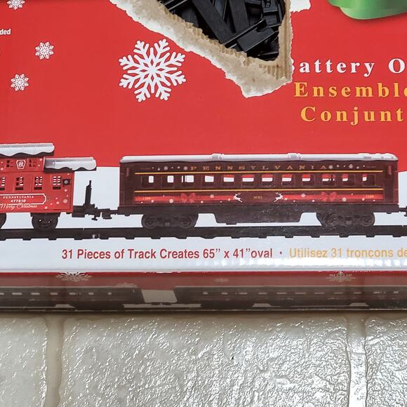 Lionel 37-Piece Christmas Holiday Battery Operated Train Set, Pennsylvania Flyer - Picture 7 of 16